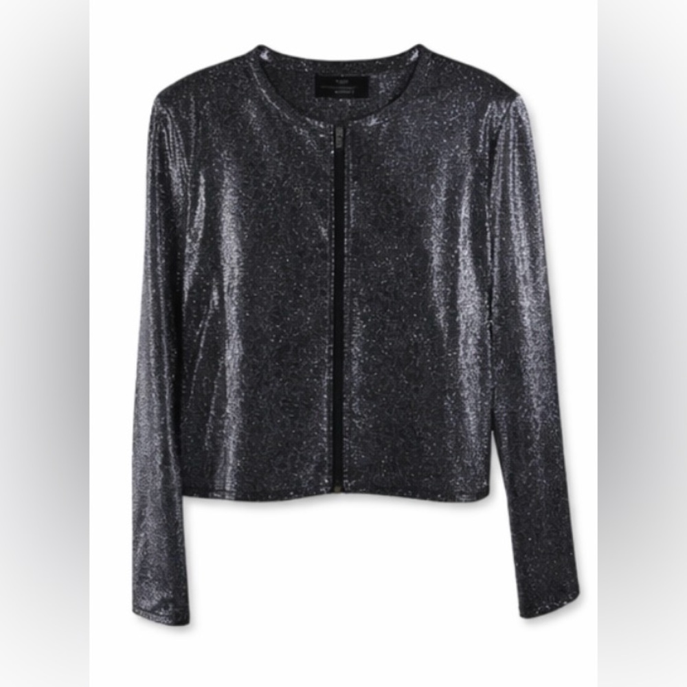 Tahari Shimmering Black Zip-Up Jacket